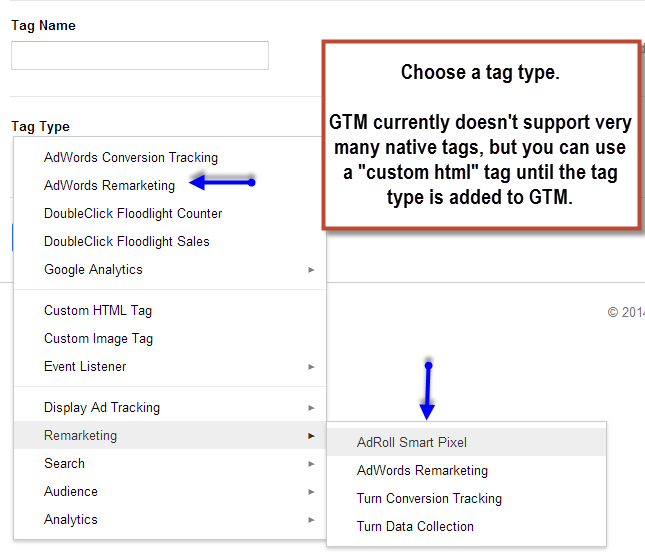 Choose Remarketing Tag